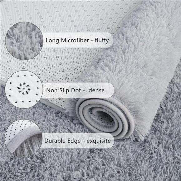 Soft Runner Rugs for Bedroom Living Room Plush Fluffy Rug 2x6 Feet, Shag Furry - Picture 3 of 7
